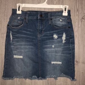 Distressed Denim Skirt